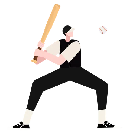 Joueur de baseball jouant avec une batte  Illustration