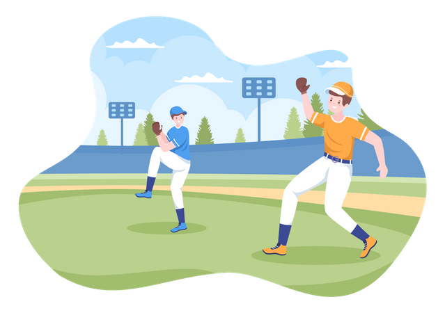 Joueur de baseball pratiquant  Illustration