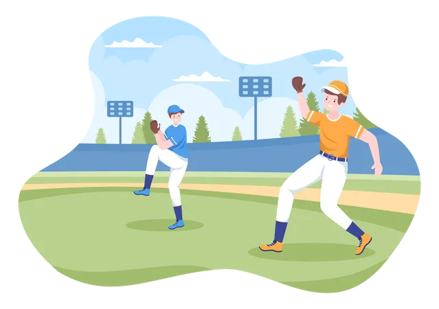 Joueur de baseball pratiquant  Illustration