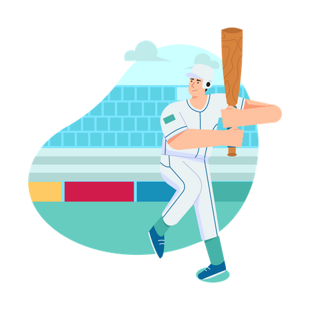 Joueur de baseball tenant une batte  Illustration