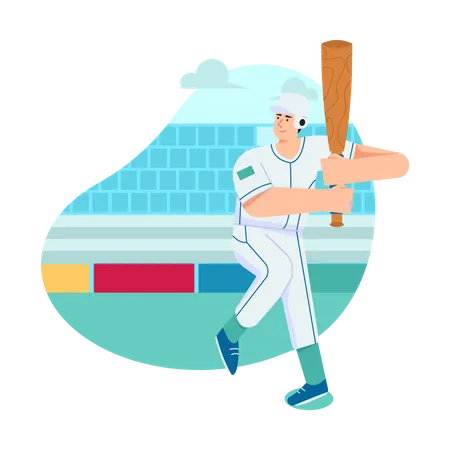 Joueur de baseball tenant une batte  Illustration