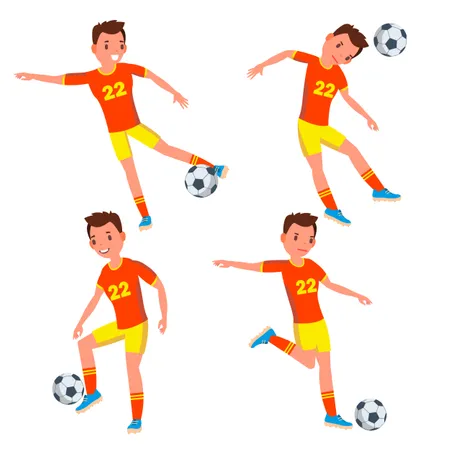 Joueur de football avec une pose différente  Illustration