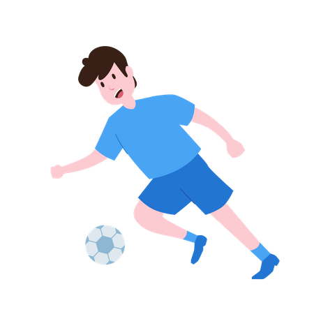 Joueur de football dribble le ballon  Illustration