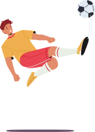 Joueur de football, coup de pied dans le ballon  Illustration