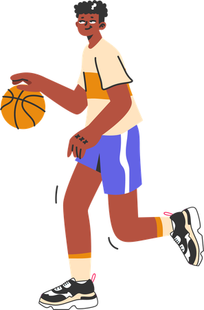 Joueur masculin jouant au basket-ball  Illustration