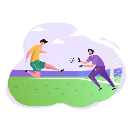 Joueur sportif jouant au football  Illustration