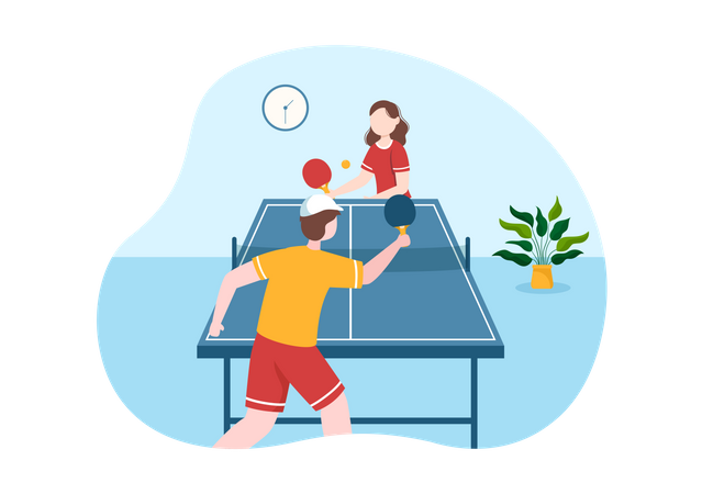 Joueurs jouant au tennis de table  Illustration