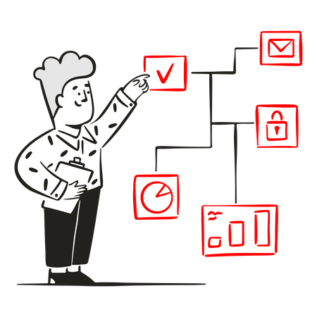 Jovem verificando dados  Ilustração