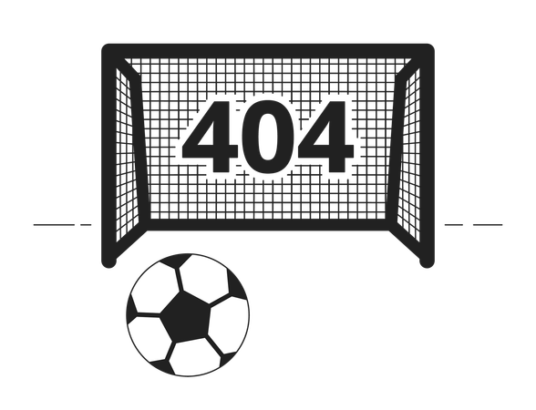 Error 404 del juego de fútbol en blanco y negro  Ilustración