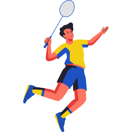 Jugador de bádminton realiza movimiento Smash  Ilustración