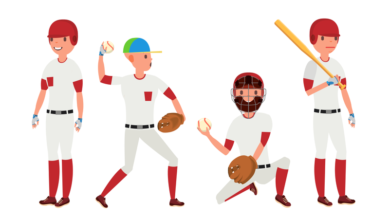 Jugador de béisbol deportivo  Ilustración