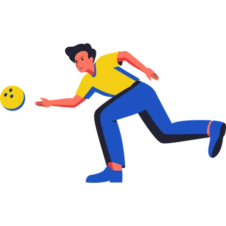 Jugador de bolos lanzando bola de bolos  Ilustración