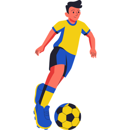 Jugador de fútbol regateando la pelota  Ilustración