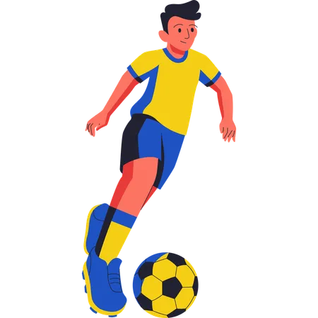 Jugador de fútbol regateando la pelota  Ilustración