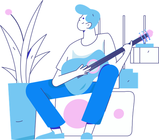 Junge spielt Gitarre  Illustration