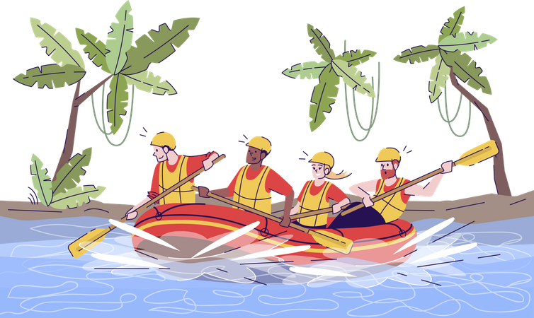 Jungle river rafting  Illustration