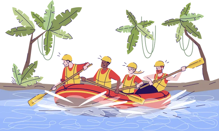 Jungle river rafting  Illustration