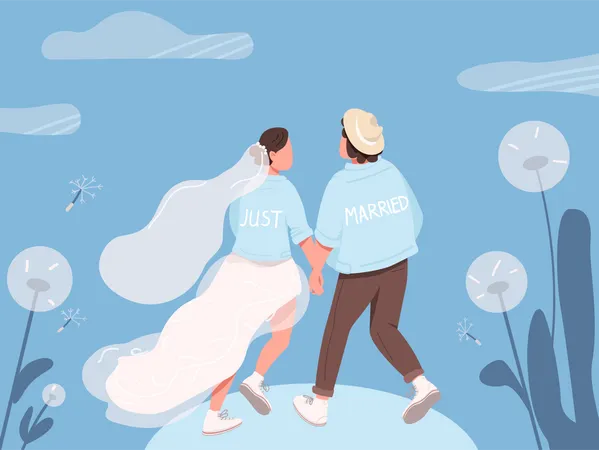 Je viens de me marier, un couple heureux  Illustration