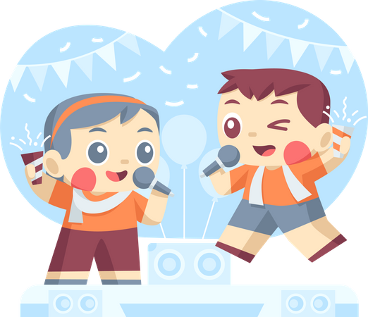 Karaoke at Party  Illustration