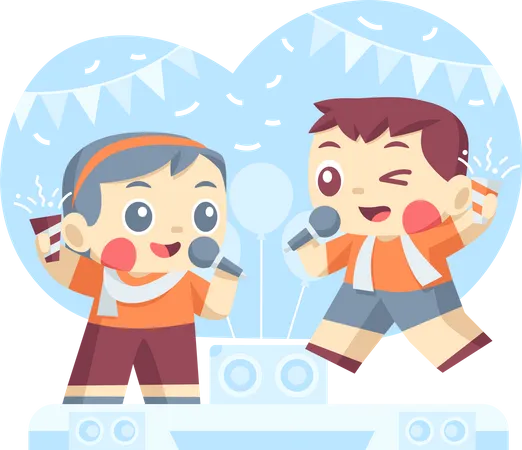 Karaoke at Party  Illustration