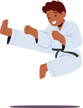 Karate Boy Mastering Martial Arts  Illustration