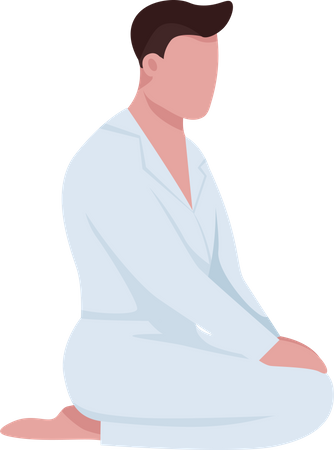 Karate practitioner sitting in seiza style  Illustration