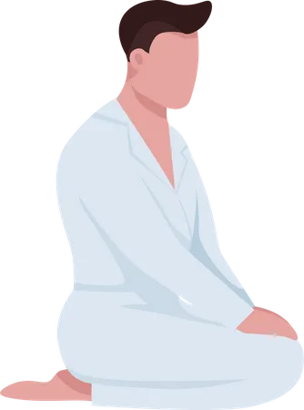 Karate practitioner sitting in seiza style  Illustration