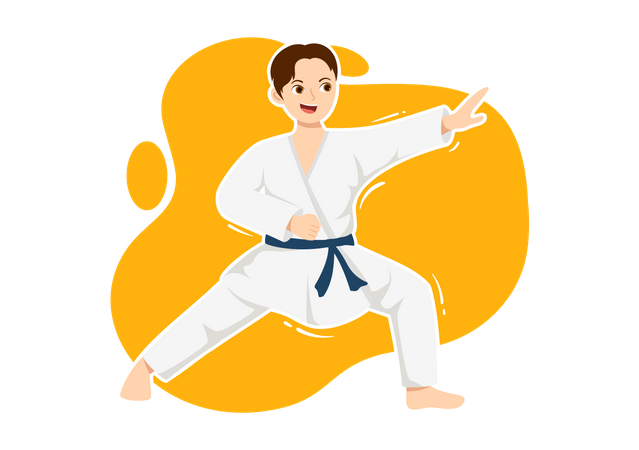 Kid doing karate  イラスト