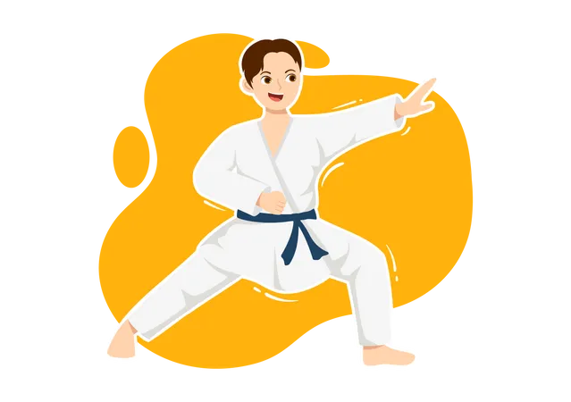 Kid doing karate  イラスト