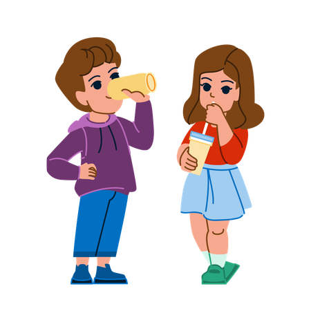 Kid drink juice  イラスト