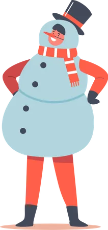 Kid in Snowman Costume  Illustration