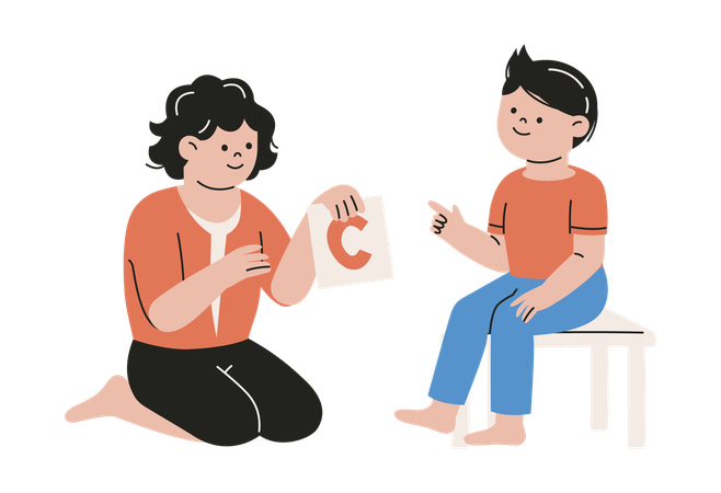 Kid Learning Language  Illustration