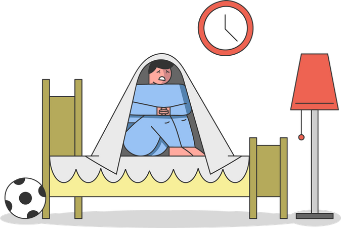 Kid suffering from nightmares  Illustration