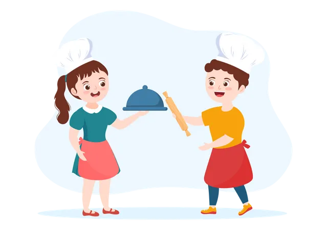 Kids cooking  Illustration