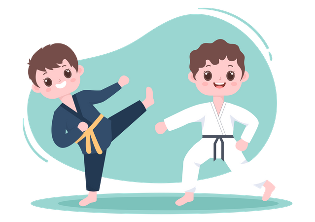 Kids doing karate  Illustration