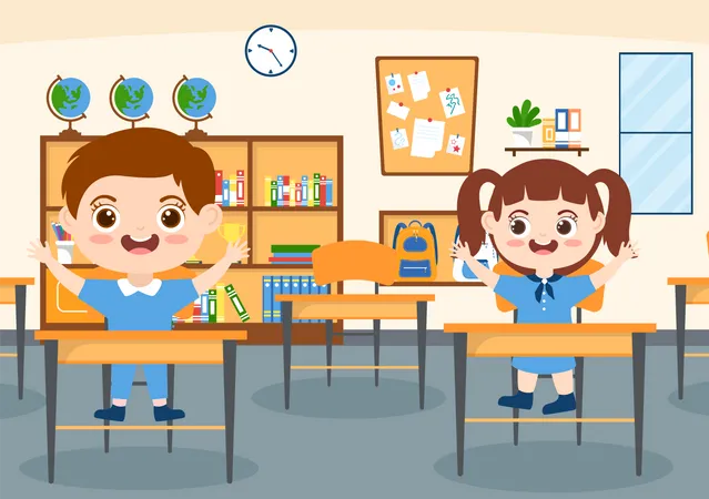 Kids learning in classroom  Illustration