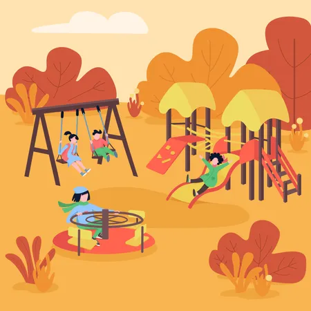 Kids playing in park  Illustration