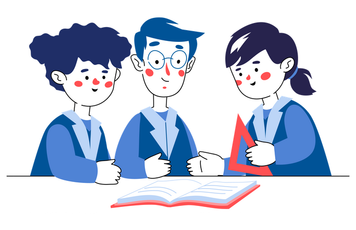 Kids studying together  Illustration