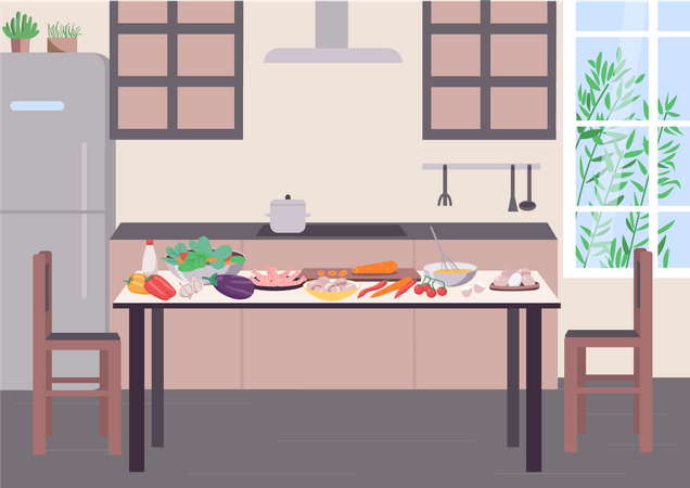 Kitchen table for cooking  Illustration