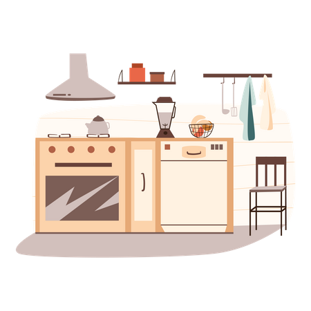 Kitchen with oven  イラスト