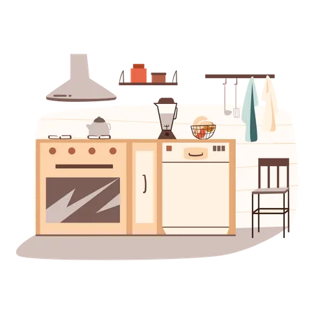 Kitchen with oven  イラスト