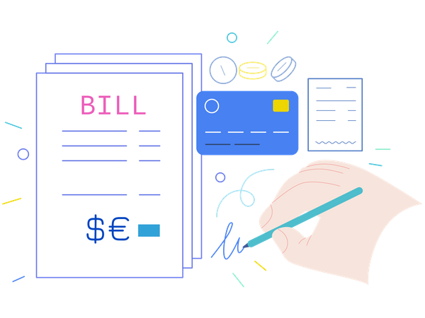 Zahlung einer Krankenhausrechnung per Karte  Illustration