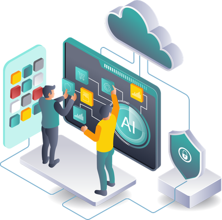 Künstliche Intelligenz Cloud-Server-Netzwerke  Illustration