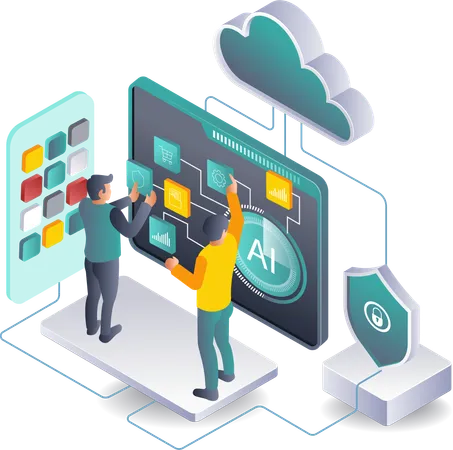 Künstliche Intelligenz Cloud-Server-Netzwerke  Illustration