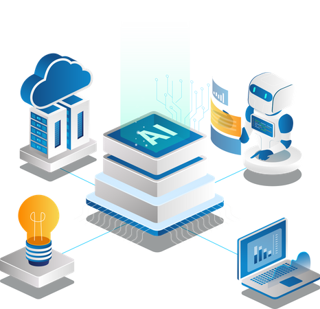 Künstliche Intelligenz mit Robotern  Illustration