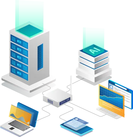 Künstliches Intelligenz-Servernetzwerk  Illustration