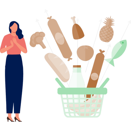 La fille est heureuse de faire les courses  Illustration