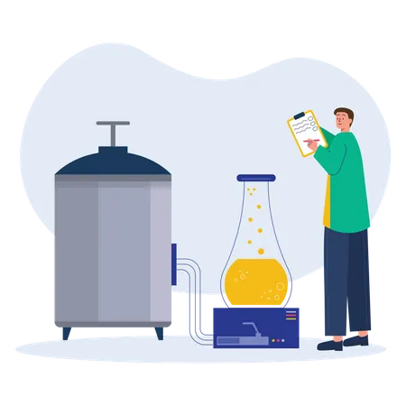 Lab assistant doing experiment  Illustration