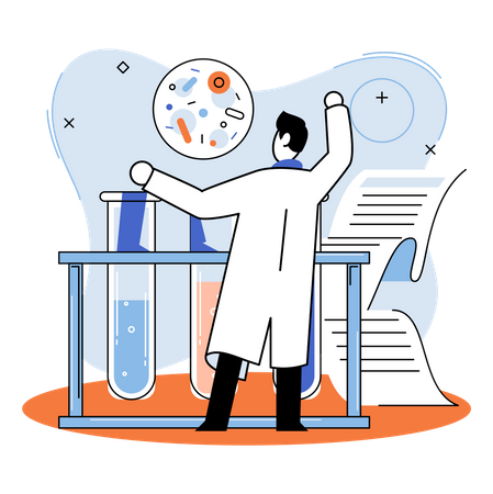 Laborassistenten-Experiment zur Diagnostik  Illustration