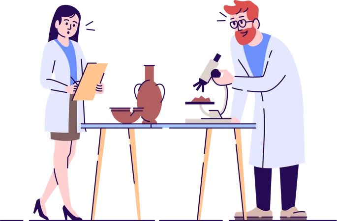 Laboratory analysis using microscope  Illustration